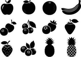 collection of various fruits including apple orange banana blueberry strawberry and pineapple isolated on white background vector