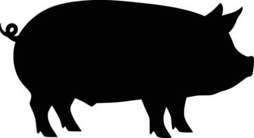 silhouette of a bold black silhouette of a pig stands isolated on a clean white background vector