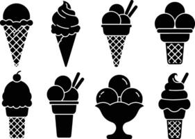 set of isolated ice cream icons on white background vector