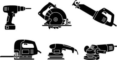 Various types of tools on a white background vector