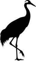 A silhouette of a crane standing on a white background vector