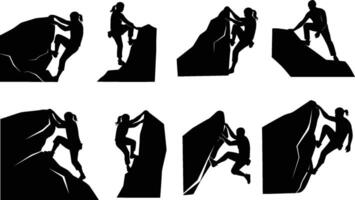 silhouettes of rock climbers isolated on white background vector