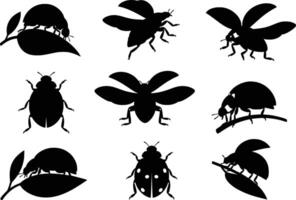 various ladybug silhouettes isolated on white background vector