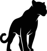 A black silhouette of a panther standing on its hind legs vector