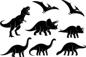 collection of dinosaur silhouettes isolated on white background vector