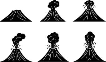 various volcano icons isolated on white background vector