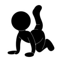 Stick Figure Doing Leg Raise Exercise. A stylized stick figure in a dynamic fitness pose. The figure is positioned on all fours. vector