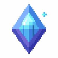 Pixel Art Diamond in Blue Tones Symbolizing Gaming and Digital Rewards vector