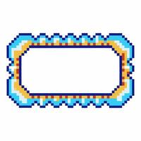Colorful pixel art rectangle frame with geometric blue, yellow, and orange design retro digital border for creative decoration vector