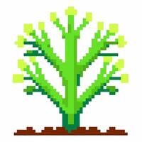 Pixel art green plant sprouting from brown soil retro digital nature, minimalist growth, agriculture and garden concept vector