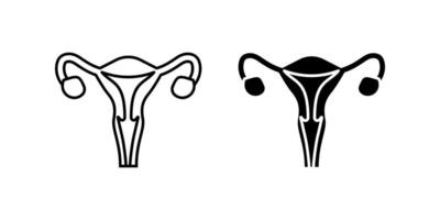 Uterus icon set. Clean and modern icon set of a uterus anatomy. These designs feature a simple outline and filled glyph style. Ideal for medical, educational, or health related projects. vector