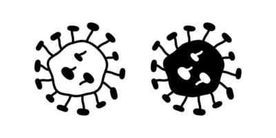 Virus icon set.Hand Drawn Simple Virus Cell Doodle Icon Illustration in Black and White vector