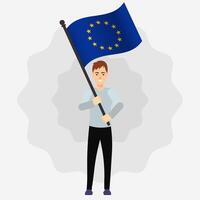 Happy Man Holding European Union Flag vector