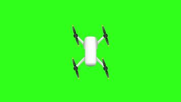 A drone rotates smoothly against a vibrant green screen, showcasing dynamic movement and aerial technology video