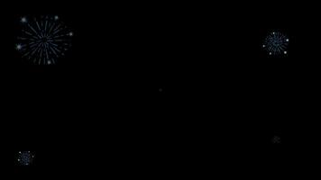 Blue fireworks burst dynamically against a black background, creating a vibrant and celebratory visual experience video