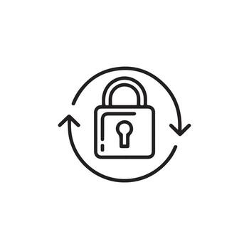 Secure Lock Icon with Circular Arrows for Data Protection vector