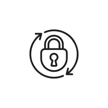 Secure Data Protection Icon with Lock and Arrows vector