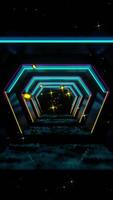 Sci-Fi Neon Hexagonal Tunnel with Flowing Particles Loop video