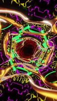 Golden Neon Grid Metallic Tunnel Vertical VJ Loop video