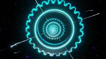 Futuristic Sci-Fi Tunnel of Glowing Neon Gears Loop video