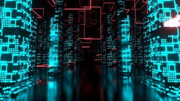 Red and Turquoise Road to Neon Cyber City Background VJ Loop in 4K video