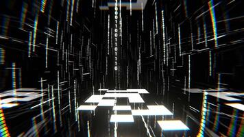 White Digital Space Neon Code Elements Background VJ Loop in 4K video