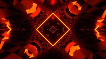 rojo y naranja dimensional túnel con neón y espejo modelo antecedentes vj lazo en 4k video