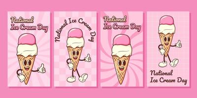 Colorful ice cream characters celebrating vector