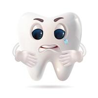Sad cartoon tooth character illustration vector