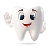 Cartoon tooth character waving vector