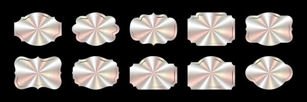Collection of 10 vintage holographic label templates vector