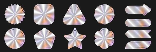 Collection of 12 holographic label templates vector