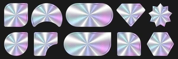 Collection of 10 rainbow holographic label templates vector