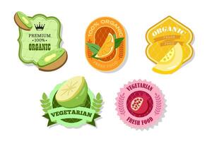 Colorful labels for organic food products vector