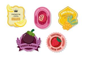 Colorful organic and vegetarian food labels vector