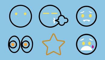 Emoji icons set with different of funny faces vector