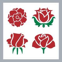 Four Elegant Red Rose Designs in a Simple, Classic Style, Perfect for Branding or Decoration vector