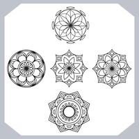 Five Intricate Black and White Mandala Designs for Coloring, Meditation, and Artistic Inspiration - Professional digital artwork with vibrant colors and detailed composition vector