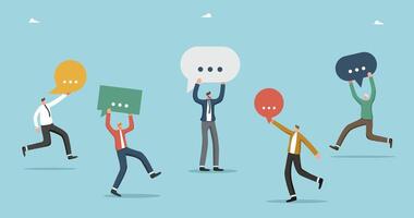 Team of workers with speech bubbles vector