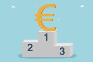 Euro sign on top of the podium vector