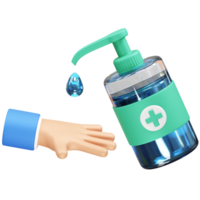 Hand Sanitizer Dispenser with Hand icon 3d rendering illustration png