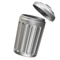trash can with an open lid icon 3d render illustration png