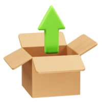 Carton Upload Box with Green Arrow icon 3d render illustration png