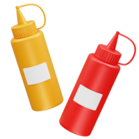 Ketchup and Mustard Squeeze Bottles icon 3d rendering illustration png