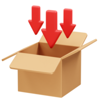 Package Delivery with Red Arrows and Open Box icon 3d rendering illustration png