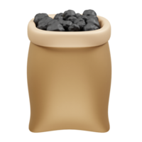 Sack of coal icon 3d rendering illustration. Black coal bag icon 3d illustration png