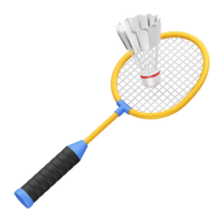 Badminton Racket and Shuttlecock icon 3d rendering illustration png