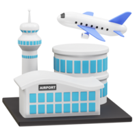 Airport Scene with Airplane Taking Off icon 3d rendering illustration png