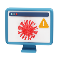 virus Warning on Computer Screen icon 3d rendering illustration png