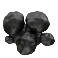 cluster of black coal rocks icon 3d rendering illustration png